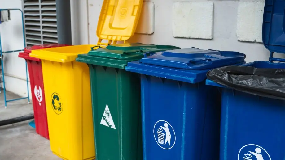 Coloured waste bins