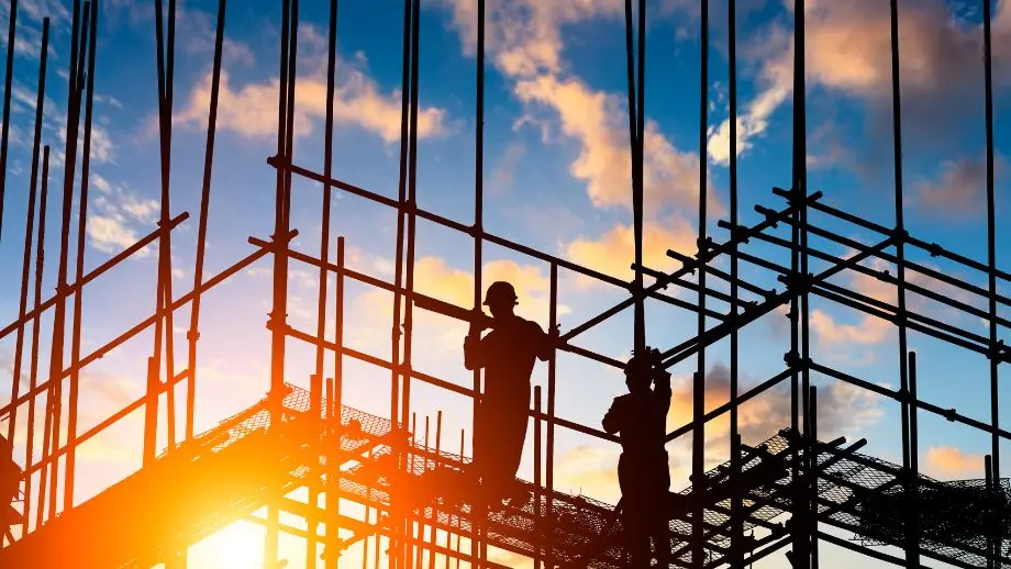 Construction site at sunset